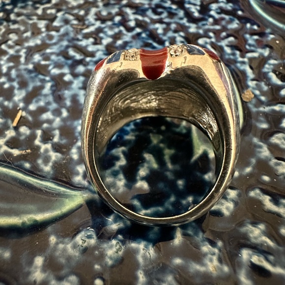 🇬🇧London Union Jack heart rhinestone & enamel ring - Picture 5 of 5